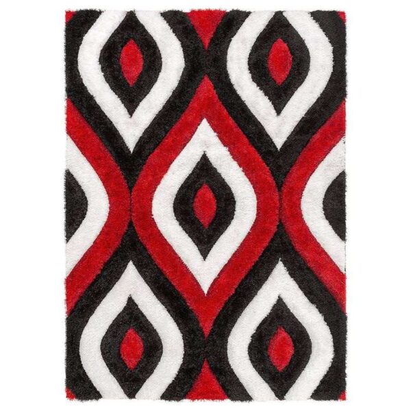 TAUKIR CARPETS Handmade 3D Edge Collection Super Soft Microfiber & Polyester Silk Touch Rectangular Rugs ,Size 5X7,Feet Color, Red Black - Image 4