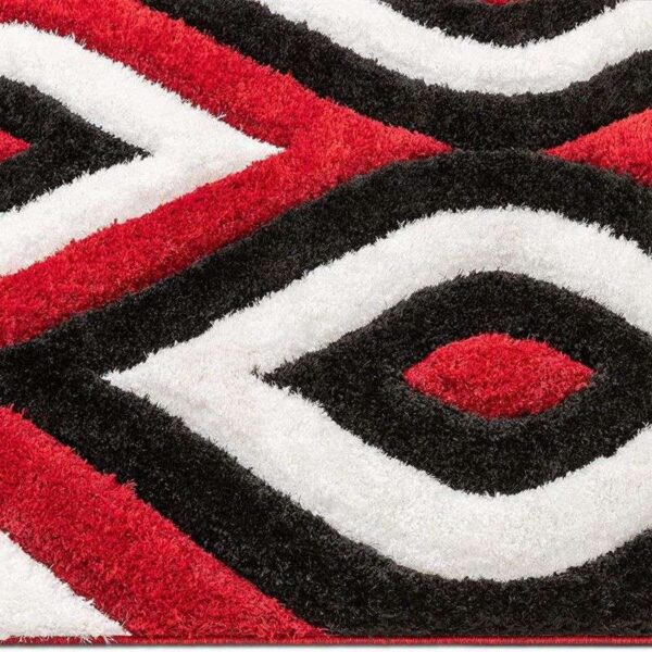 TAUKIR CARPETS Handmade 3D Edge Collection Super Soft Microfiber & Polyester Silk Touch Rectangular Rugs ,Size 5X7,Feet Color, Red Black - Image 3