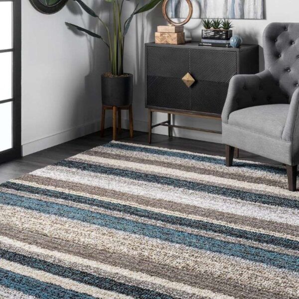 TAUKIR CARPETS Handmade Mixture Collection Microfiber Silk Touch Rugs, Size 5x7,feet Color, Teal Blue - Image 2