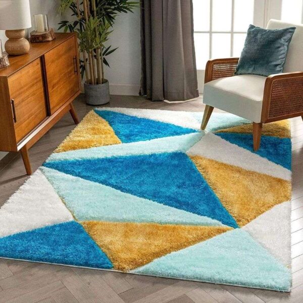 TAUKIR CARPETS (Size 5X7,Feet Handmade 3D Edge Collection Super Soft Microfiber & Polyester Silk Touch Rectangular Rugs, Color, Turquoise