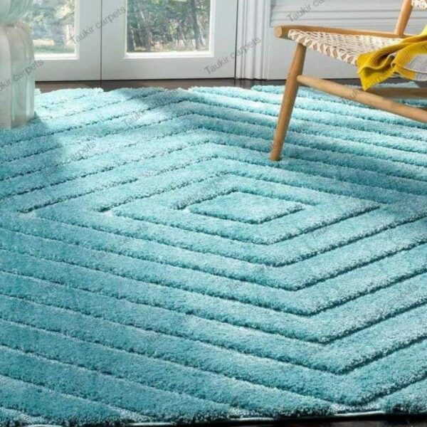 TAUKIR CARPETS Handmade 3D Edge Collection Super Soft Microfiber & Polyester Silk Touch Rugs, Size 5x7,feet Color, Turquoise - Image 2