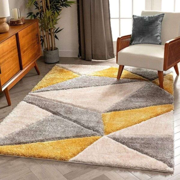 Taukir Carpets Handmade 3D Edge Collection Super Soft Microfiber & Polyester Silk Touch Rug, Size 5x7,feet Color, Yellow