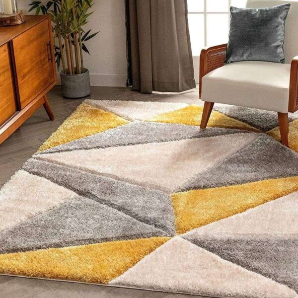 Taukir Carpets Handmade 3D Edge Collection Super Soft Microfiber & Polyester Silk Touch Rug, Size 5x7,feet Color, Yellow - Image 2