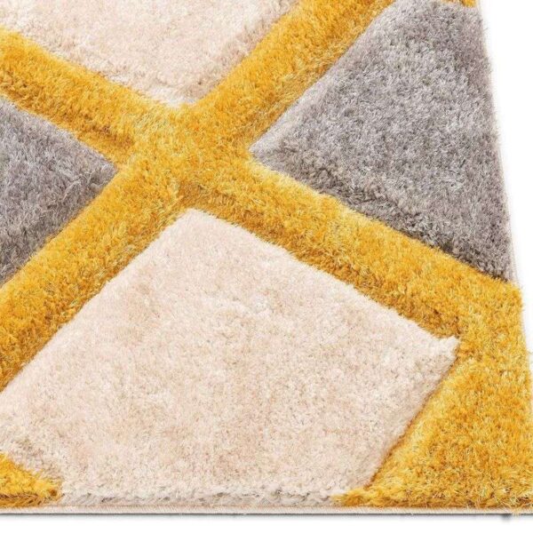 TAUKIR CARPETS-Handmade 3D Edge Collection Super Soft Microfiber Polyester Silk Touch Rectangular Carpet ,Size 5X7 Feet Color, Grey Yellow Ivory - Image 2