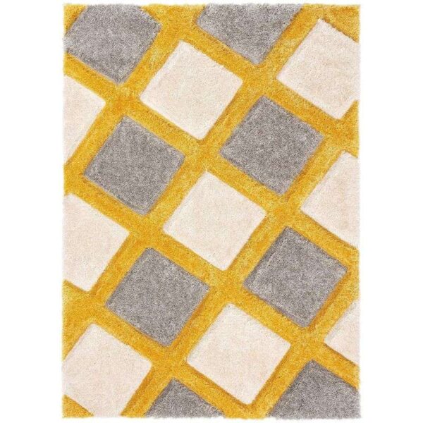 TAUKIR CARPETS-Handmade 3D Edge Collection Super Soft Microfiber Polyester Silk Touch Rectangular Carpet ,Size 5X7 Feet Color, Grey Yellow Ivory - Image 4