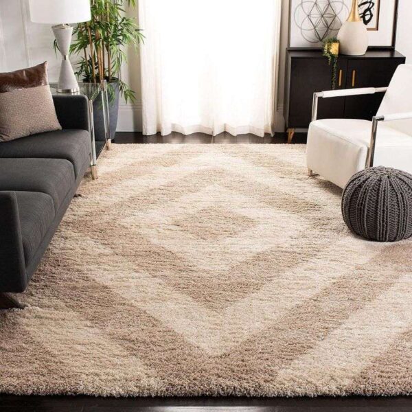 TAUKIR CARPETS Handmade Collection Microfiber Silk Touch Rectangular Rugs, Size 5X7, Feet Color, Gold Beige