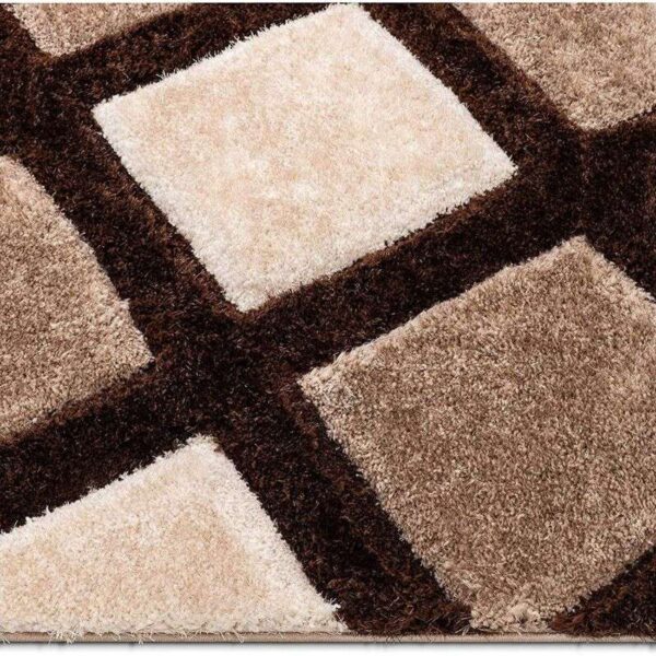 TAUKIR CARPETS Handmade 3D Edge Collection Super Soft Microfiber & Polyester Silk Touch Rugs, Size 5x7,feet Color- Brown/Beige - Image 3