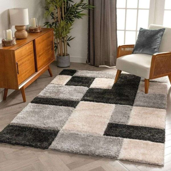 TAUKIR CARPETS Handmade 3D Edge Collection Super Soft Microfiber & Polyester Silk Touch Rectangular Rug, Size 5X7, Feet Color, Coffee