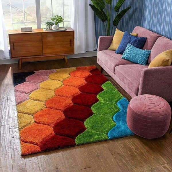 TAUKIR CARPETS Handmade Collection Microfiber Silk Touch Rectangular Rugs, Size 5X7,Feet Color, Multicolor