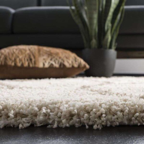 TAUKIR CARPETS Handmade Collection Super Soft And Fluffy Microfiber Silk Touch Rectangular Carpets, Size 5X7, Feet Color, Ivory/Grey Multicolor - Image 2