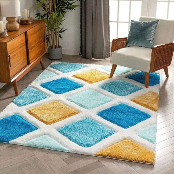 TAUKIR CARPETS-Handmade 3D Edge Collection Super Soft Microfiber Polyester Silk Touch Rectangular Carpet, Size 5X7,Feet Multicolor