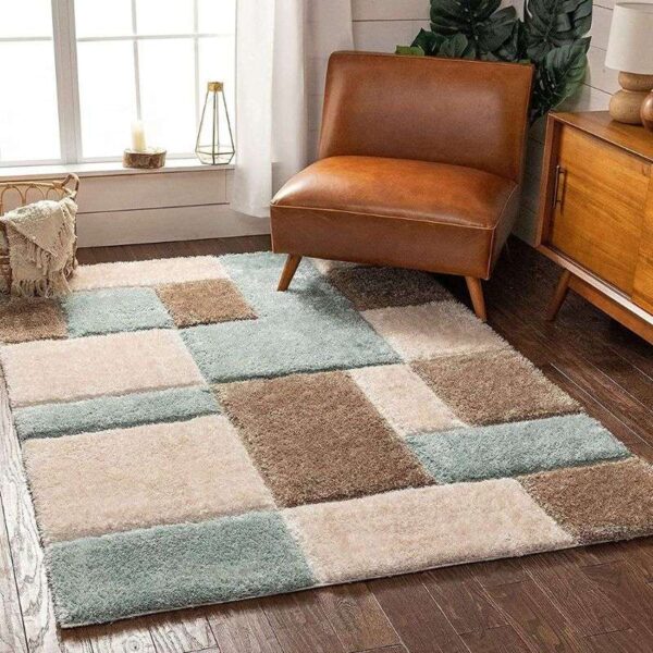 TAUKIR CARPETS Handmade 3D Edge Collection Super Soft Microfiber & Polyester Silk Touch Rectangular Rug, Size 5X7, Feet Color, Off - White/L - Beige